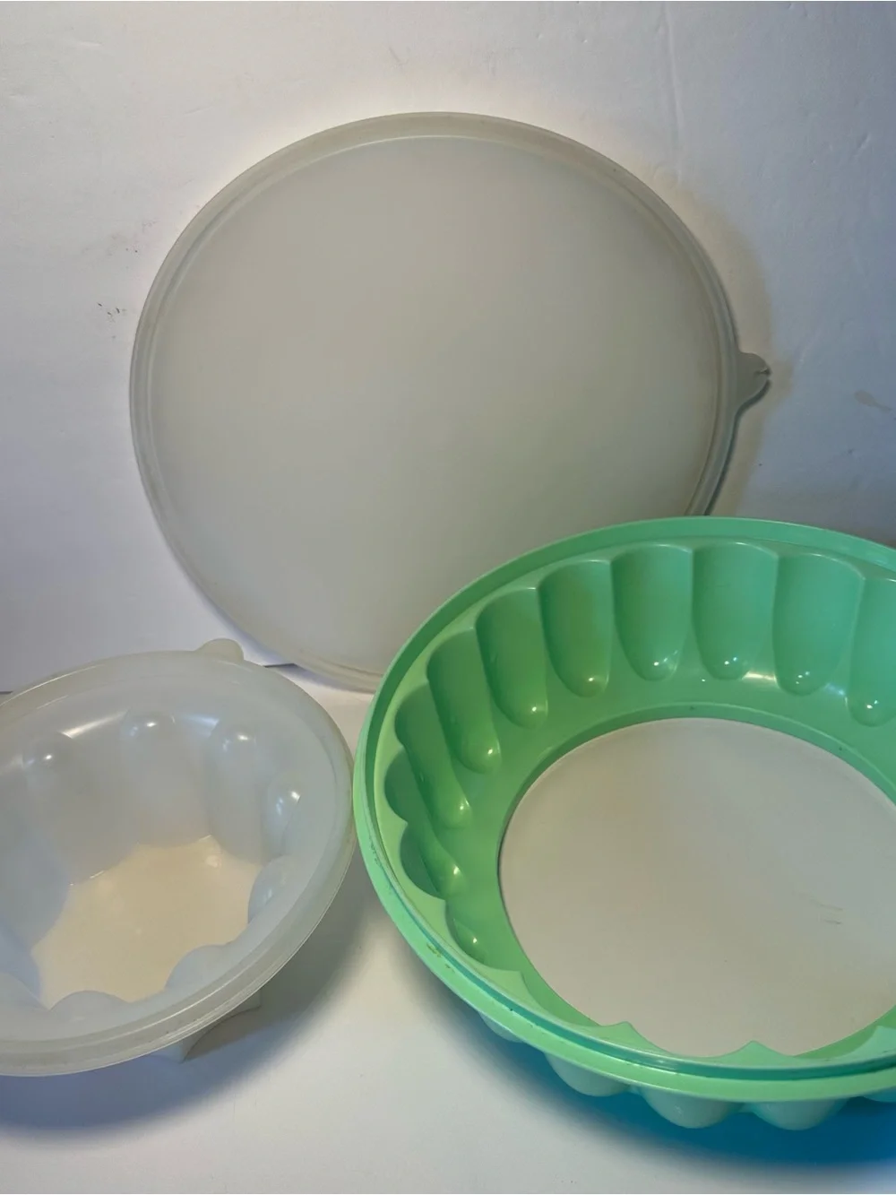 Vintage Green Molded Glass Bowl - Mint Green 1970 Preowned